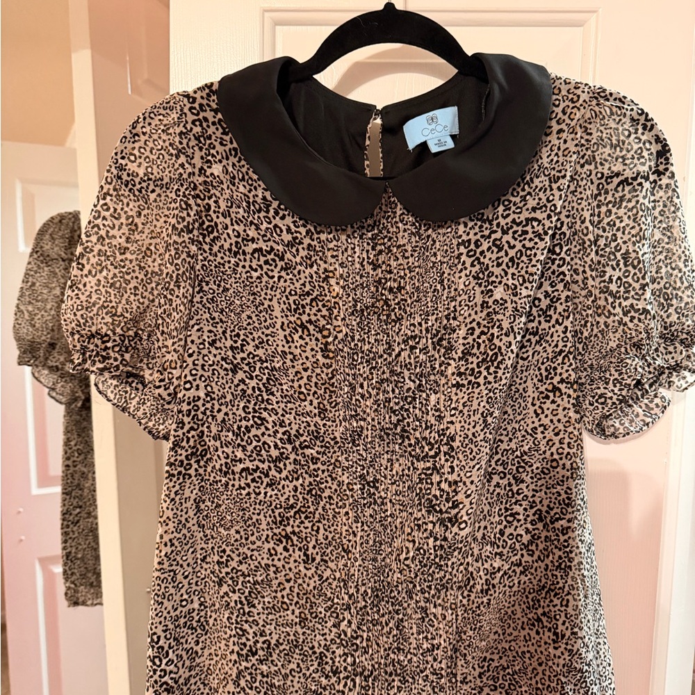 CeCe Black and Leopard Print Dress